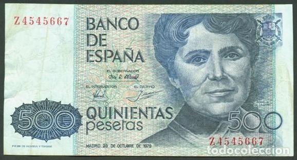 Billetes espa&ntilde;oles: ESPA&Ntilde;A. 500 pesetas 1979. Rosalia de Castro.