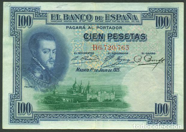 Billetes espa&ntilde;oles: ESPA&Ntilde;A. 100 pesetas pts 1925. Con sello seco. Serie B.