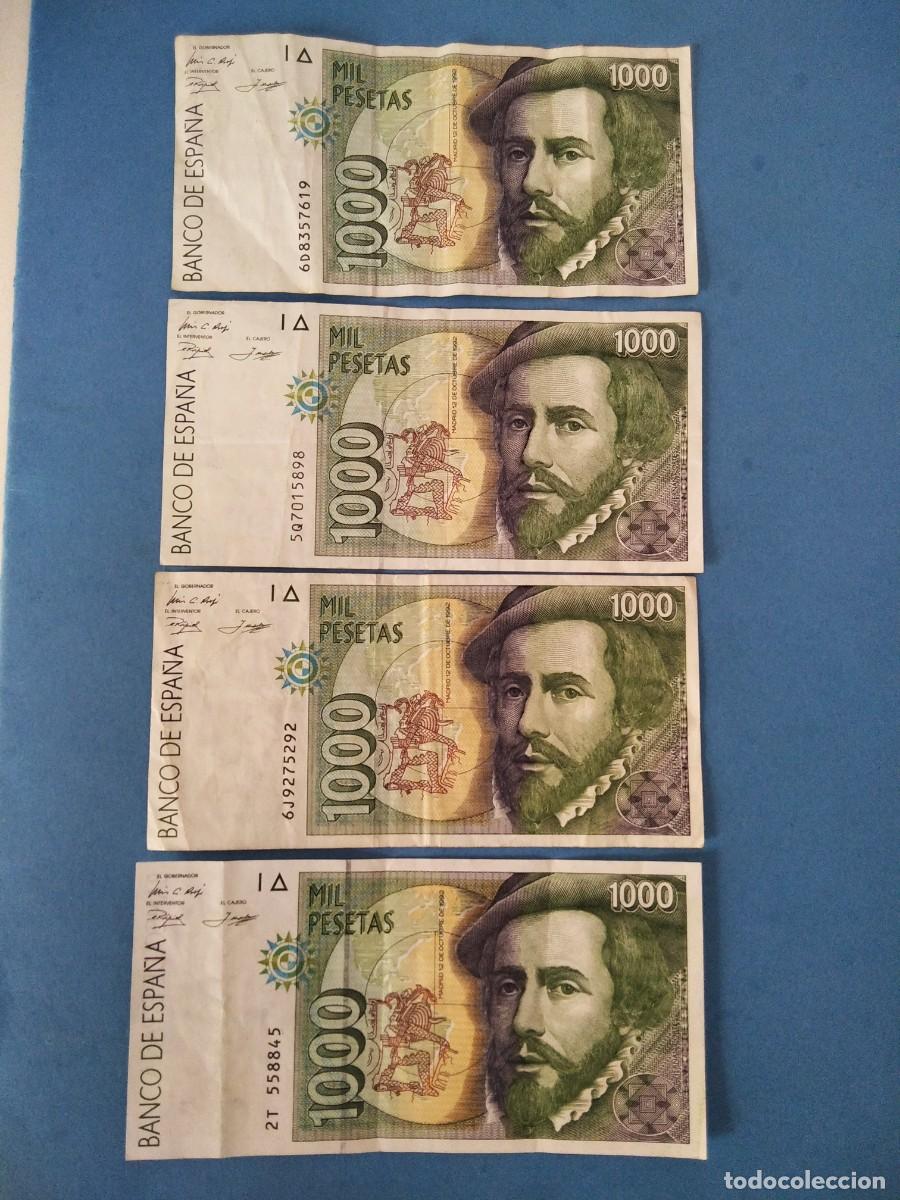Billetes espa&ntilde;oles: 4 BILLETES 1000 PESETAS 1992 CORTES