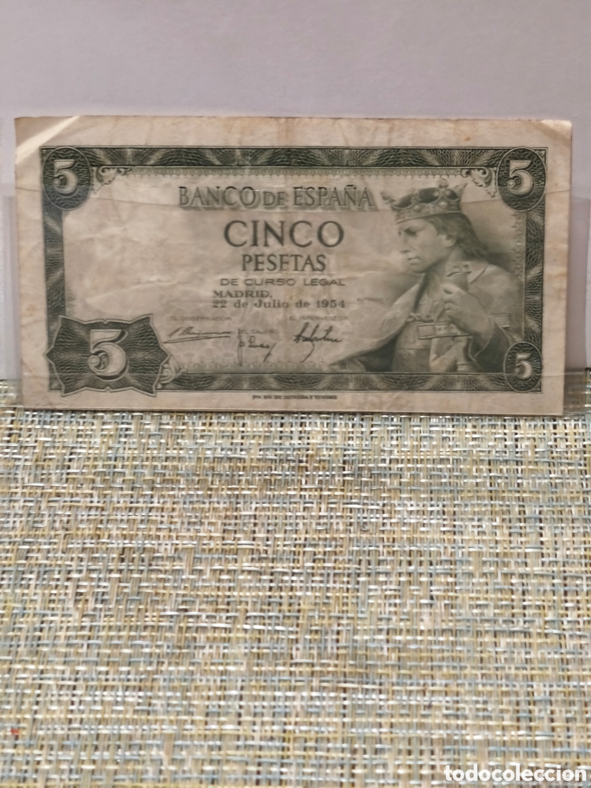 Spanish Banknotes: Billete circulado de Espa&ntilde;a mbc 5 ptas de 1954 ver im&aacute;genes