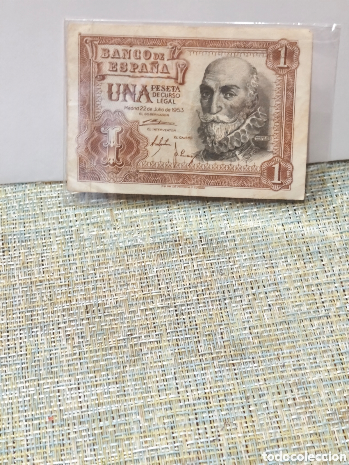 Billetes espa&ntilde;oles: Billete circulado de Espa&ntilde;a de 1 pts dev1953 ,ver