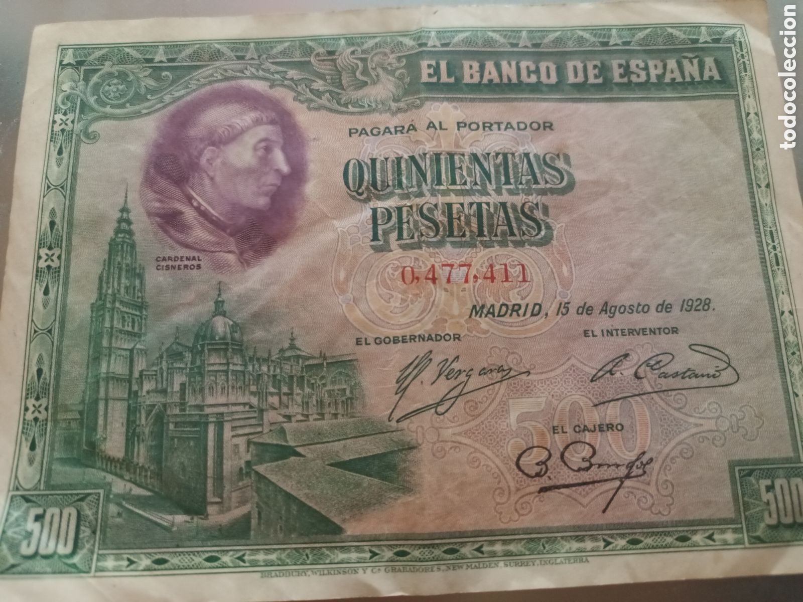 Billetes espa&ntilde;oles: BILLETE DE 500 PESETAS MADRID 15 DE AGOSTO DE 1928