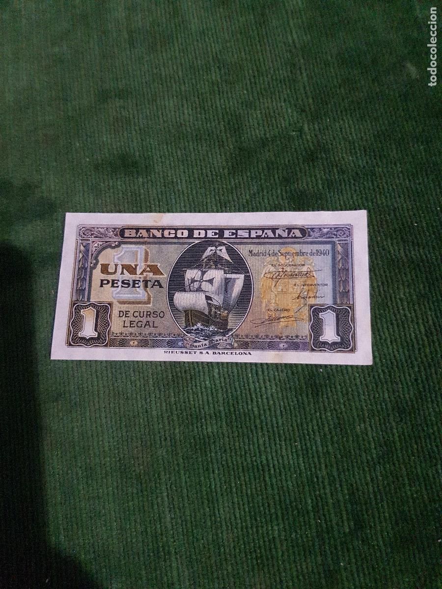 Billetes espa&ntilde;oles: 1940 UNA PESETA SIN SERIE DEL BANCO DE ESPA&Ntilde;A