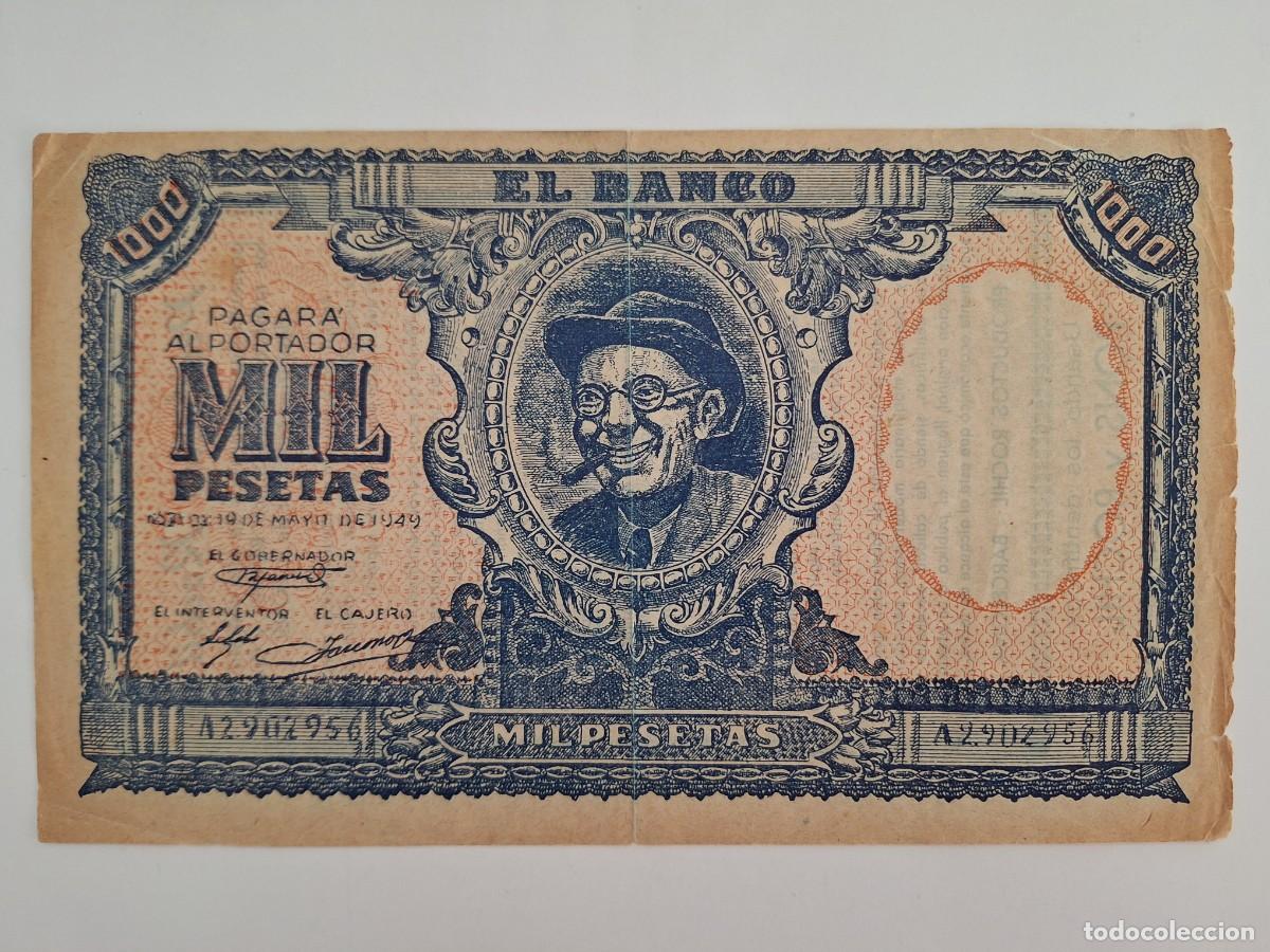 Notas espanholas: BILLETE PUBLICITARIO MUY GRANDE EL BANCO MIL PESETAS MILPESETAS PUBLICIDAD PONS ROCHIL 1949 RV