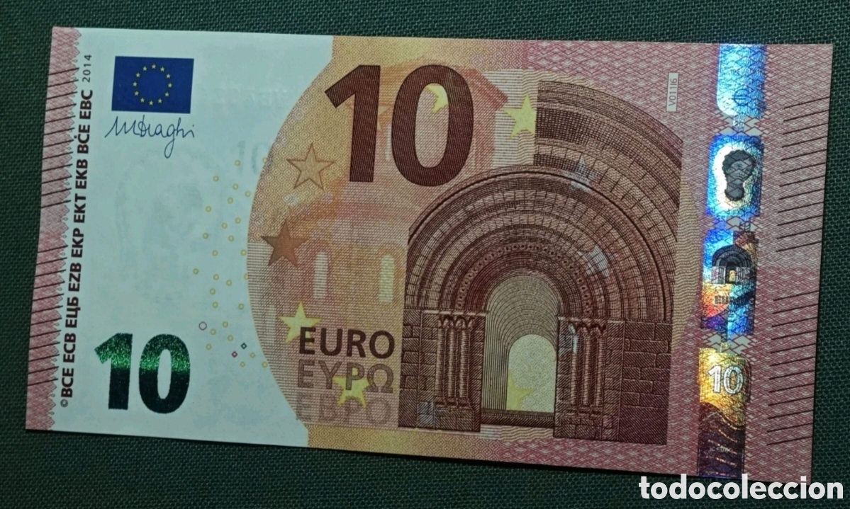 Billetes espa&ntilde;oles: 10 EURO V011A1 VA DRAGHI ESPA&Ntilde;A 2014 SIN CIRCULAR PLANCHA