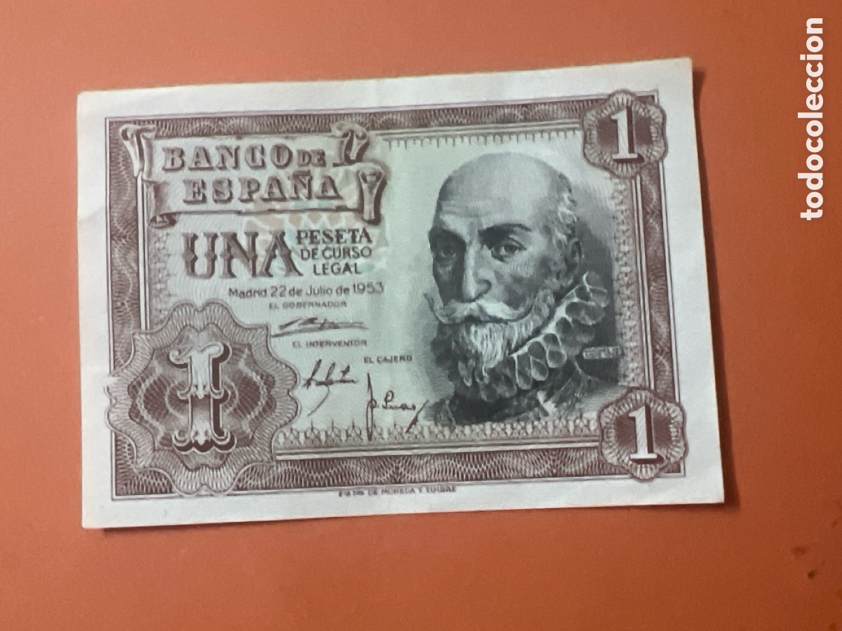 Billetes espa&ntilde;oles: V2. Billete de Espa&ntilde;a de 1 peseta a&ntilde;o 1953