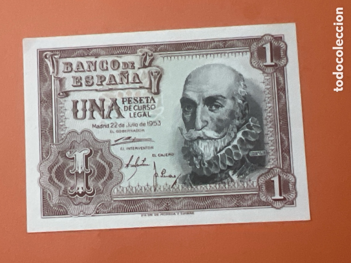 Billetes espa&ntilde;oles: V6. Billete de Espa&ntilde;a de 1 peseta a&ntilde;o 1953