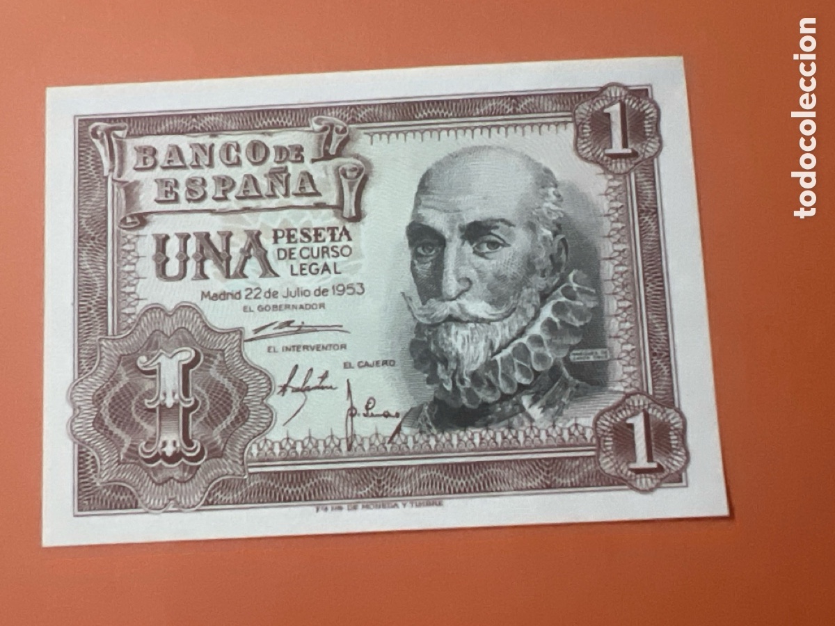 Billetes espa&ntilde;oles: V11. Billete de Espa&ntilde;a de 1 peseta a&ntilde;o 1953