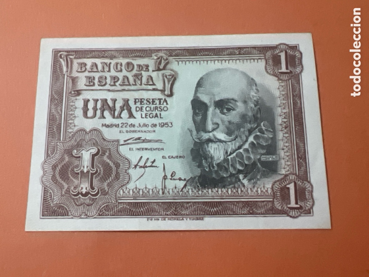 Billetes espa&ntilde;oles: V16. Billete de Espa&ntilde;a de 1 peseta a&ntilde;o 1953