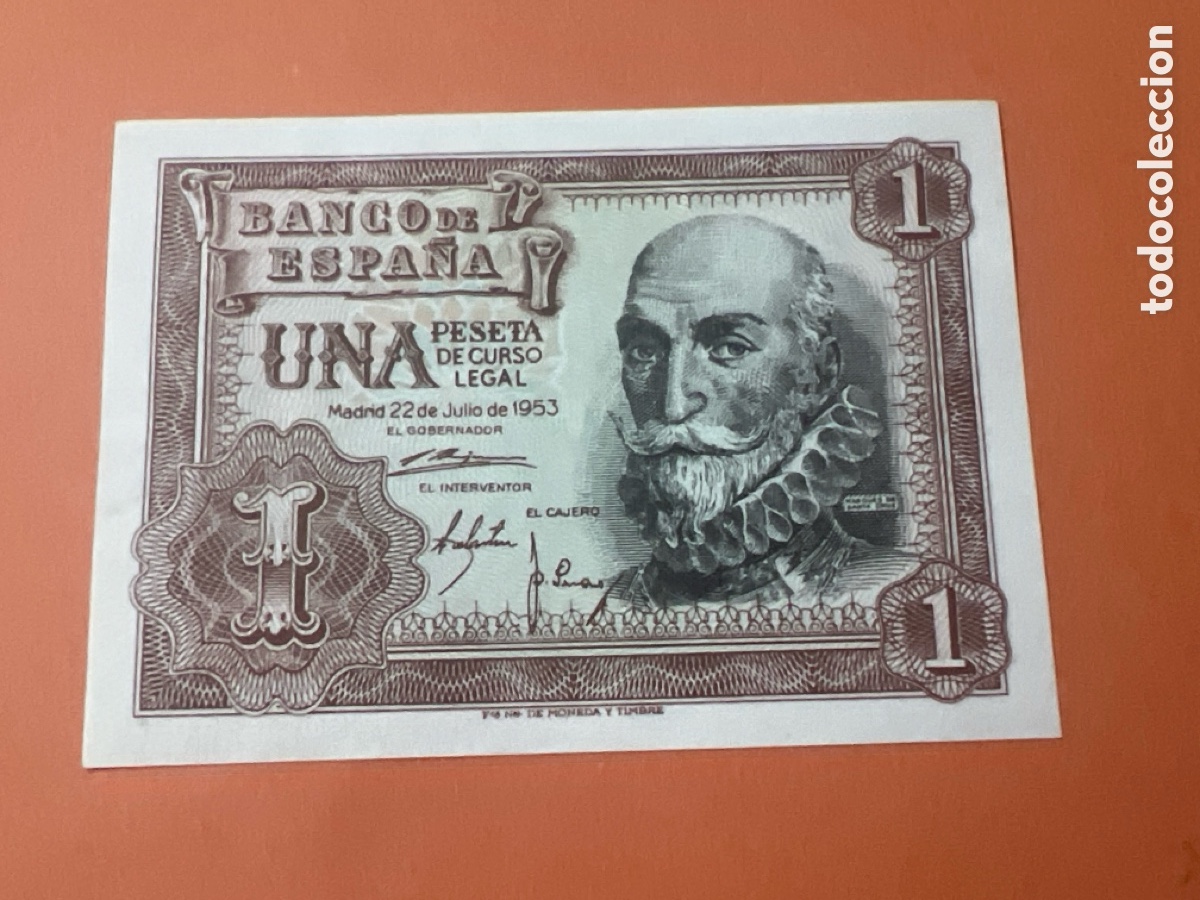Billetes espa&ntilde;oles: V17. Billete de Espa&ntilde;a de 1 peseta a&ntilde;o 1953