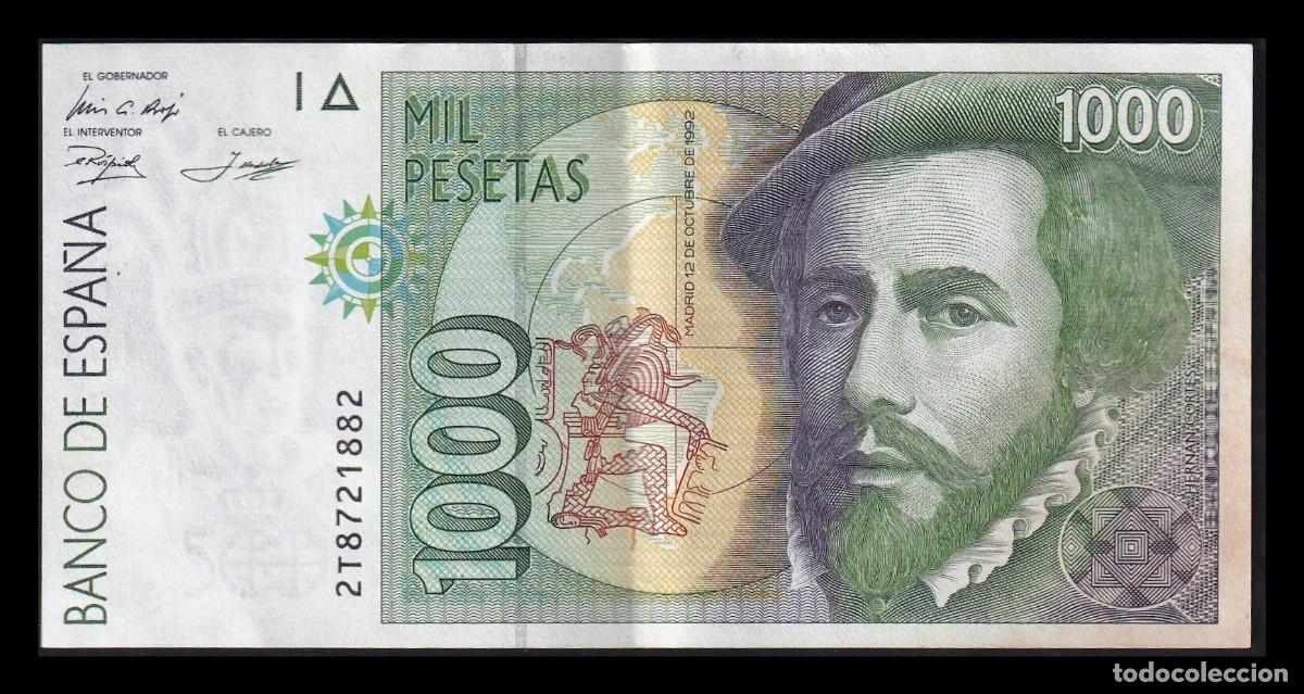 Billetes espa&ntilde;oles: Espa&ntilde;a 1000 Pesetas Hern&aacute;n Cort&eacute;s 1992 Pick 163 Serie 2T Mbc Vf