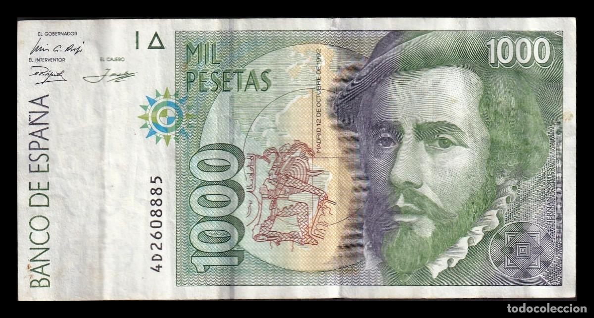 Billetes espa&ntilde;oles: Espa&ntilde;a 1000 Pesetas Hern&aacute;n Cort&eacute;s 1992 Pick 163 Serie 4D Mbc Vf