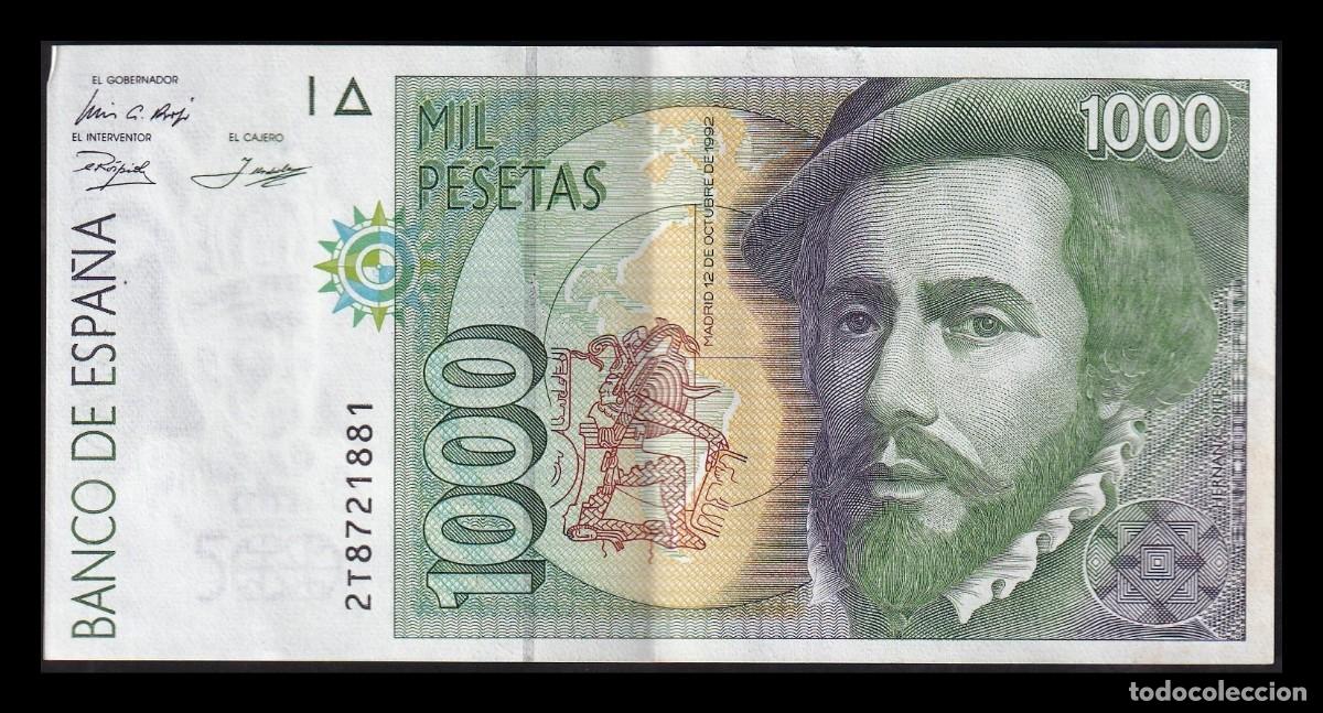 Billetes espa&ntilde;oles: Espa&ntilde;a 1000 Pesetas Hern&aacute;n Cort&eacute;s 1992 Pick 163 Serie 2T Mbc Vf