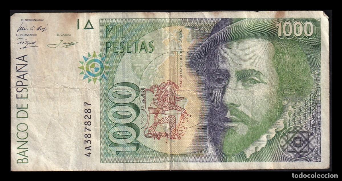 Billetes espa&ntilde;oles: Espa&ntilde;a 1000 Pesetas Hern&aacute;n Cort&eacute;s 1992 Pick 163 Serie 4A Mbc Vf