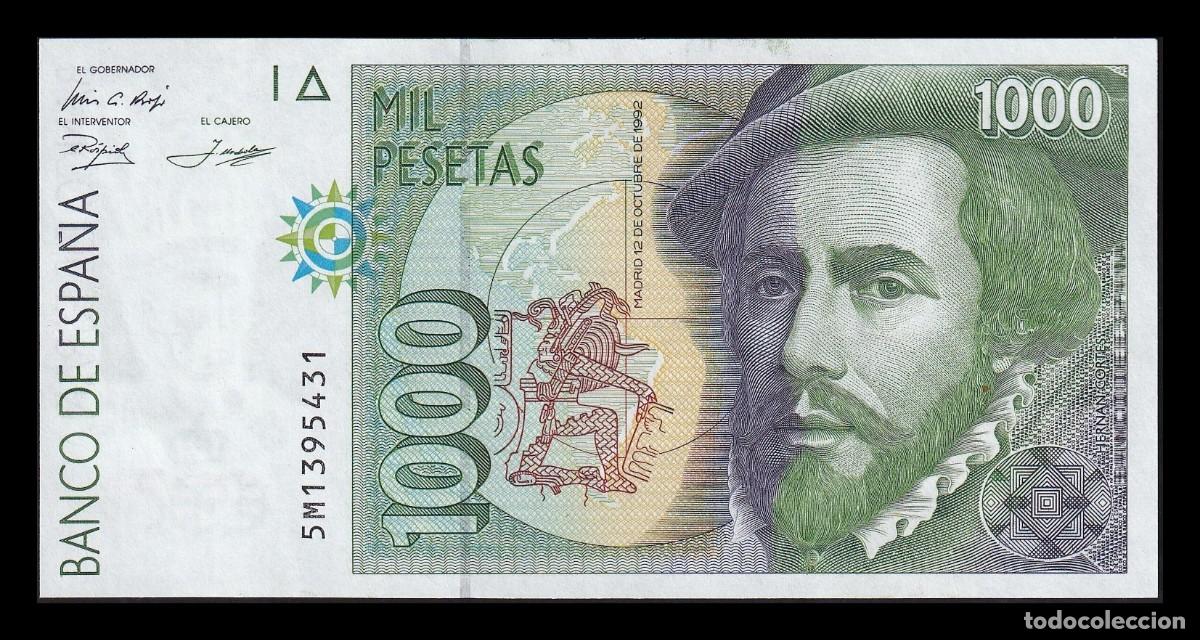 Billetes espa&ntilde;oles: Espa&ntilde;a 1000 Pesetas Hern&aacute;n Cort&eacute;s 1992 Pick 163 Serie 5M Mbc Vf