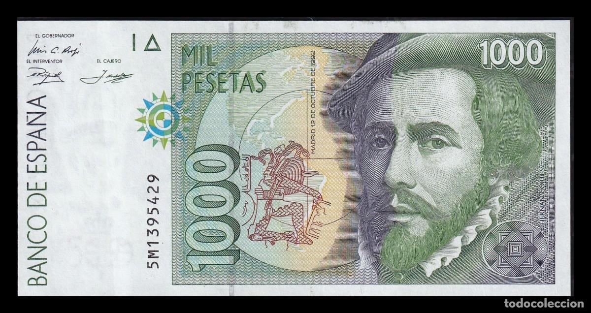 Billetes espa&ntilde;oles: Espa&ntilde;a 1000 Pesetas Hern&aacute;n Cort&eacute;s 1992 Pick 163 Serie 5M Mbc Vf