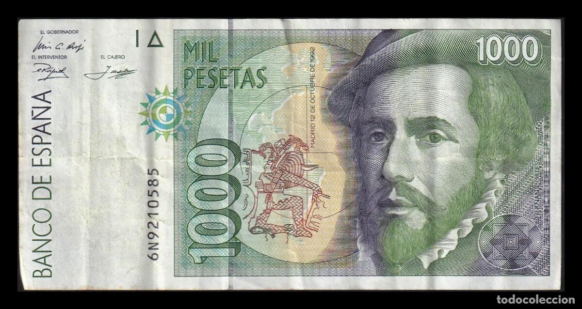 Billetes espa&ntilde;oles: Espa&ntilde;a 1000 Pesetas Hern&aacute;n Cort&eacute;s 1992 Pick 163 Serie 6N Mbc Vf
