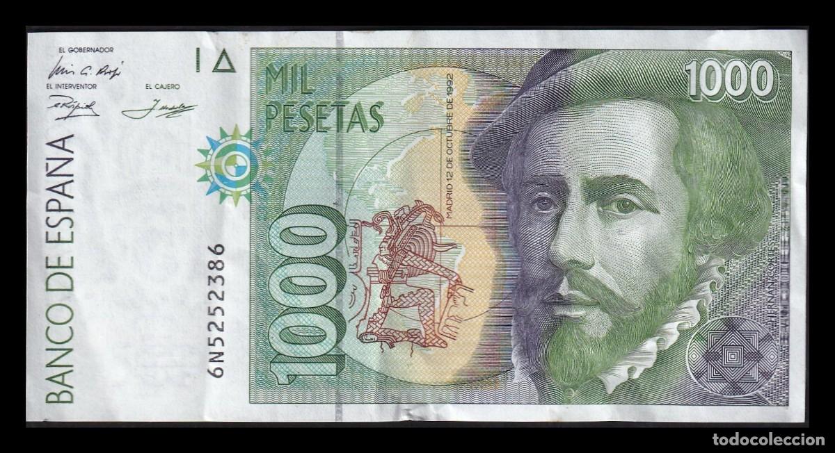 Billetes espa&ntilde;oles: Espa&ntilde;a 1000 Pesetas Hern&aacute;n Cort&eacute;s 1992 Pick 163 Serie 6N Mbc Vf