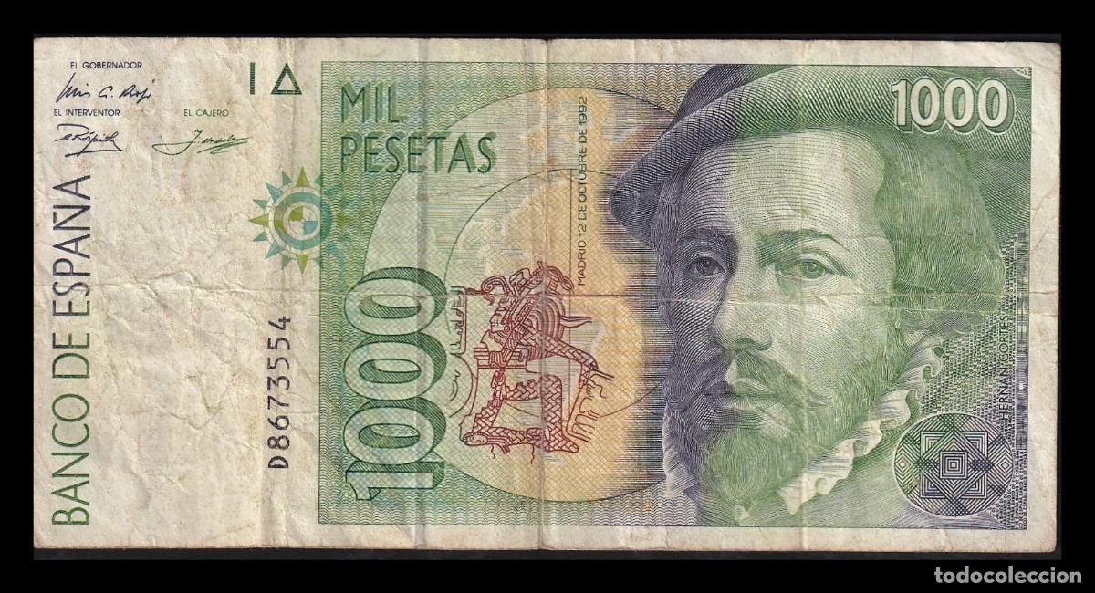 Billetes espa&ntilde;oles: Espa&ntilde;a 1000 Pesetas Hern&aacute;n Cort&eacute;s 1992 Pick 163 Serie D Mbc Vf