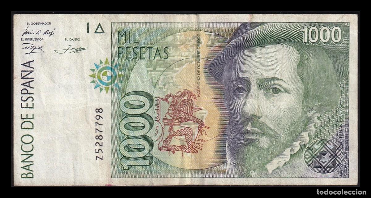 Billetes espa&ntilde;oles: Espa&ntilde;a 1000 Pesetas Hern&aacute;n Cort&eacute;s 1992 Pick 163 Serie Z Mbc Vf