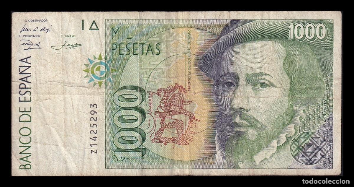 Billetes espa&ntilde;oles: Espa&ntilde;a 1000 Pesetas Hern&aacute;n Cort&eacute;s 1992 Pick 163 Serie Z Mbc Vf