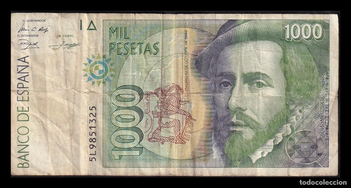 Billetes espa&ntilde;oles: Espa&ntilde;a 1000 Pesetas Hern&aacute;n Cort&eacute;s 1992 Pick 163 Serie 5L Mbc Vf