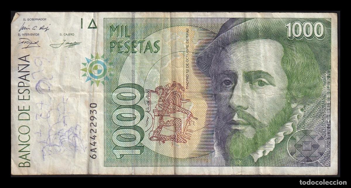 Billetes espa&ntilde;oles: Espa&ntilde;a 1000 Pesetas Hern&aacute;n Cort&eacute;s 1992 Pick 163 Serie 6A Mbc Vf