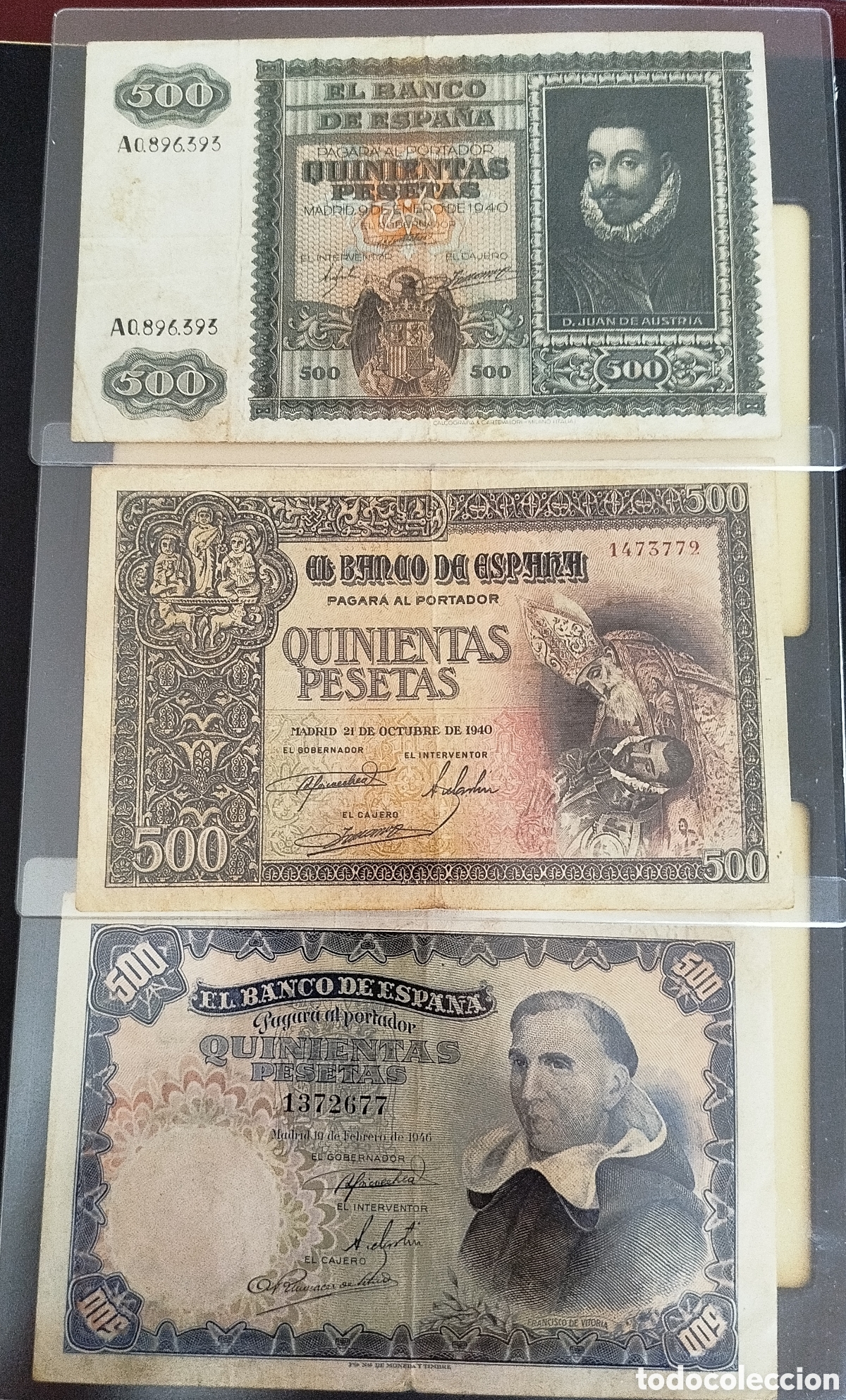 Billetes espa&ntilde;oles: LOTE 3 BILLETES 500 PESETAS ANTIGUOS - A&Ntilde;OS 40 - BANCO DE ESPA&Ntilde;A