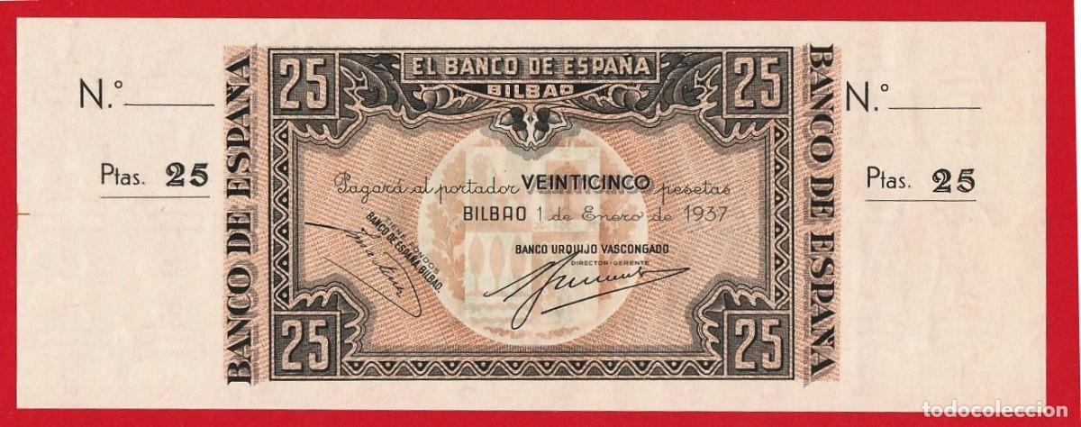 Billetes espa&ntilde;oles: Banco de Espa&ntilde;a, BILBAO, 25 Pesetas, 1937, Sin Circular.