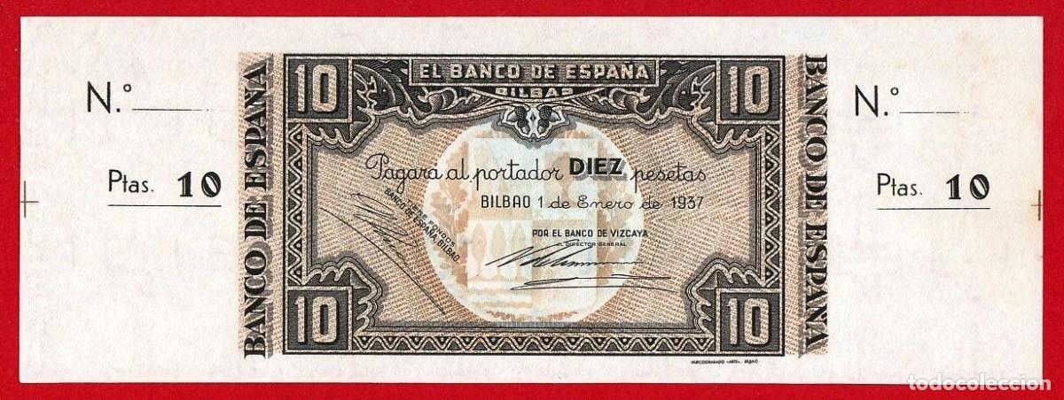 Billetes espa&ntilde;oles: Banco de Espa&ntilde;a, BILBAO, 10 Pesetas, 1937, Sin Circular.