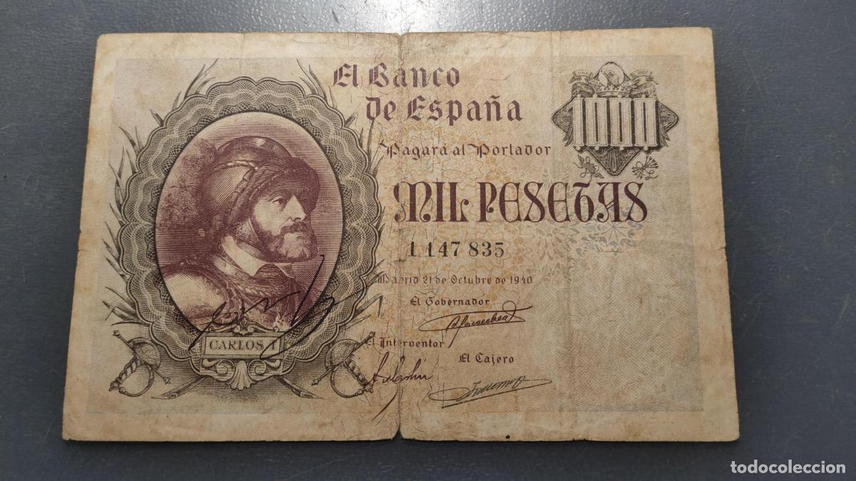 Billetes espa&ntilde;oles: ESPA&Ntilde;A 1000 PESETAS 1940 P-125 BC
