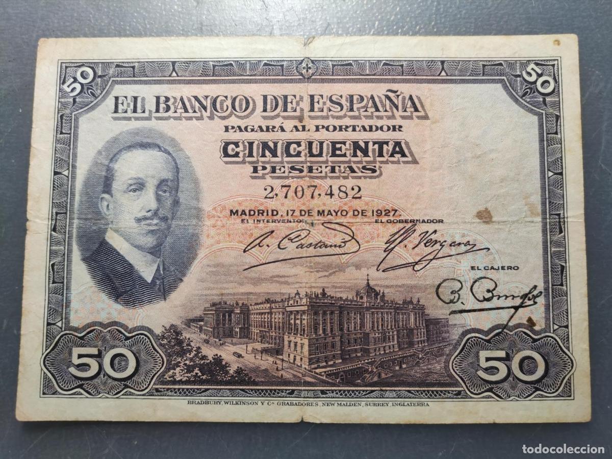 Billetes espa&ntilde;oles: ESPA&Ntilde;A 50 PESETAS 17/05/1927 P-72a BC+