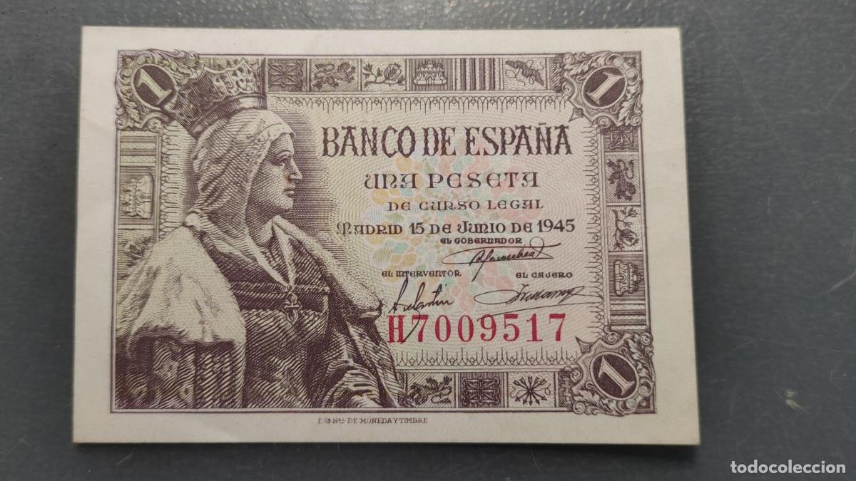 Billetes espa&ntilde;oles: ESPA&Ntilde;A 1 PESETA 15/06/1945 P-128 EBC/EBC+
