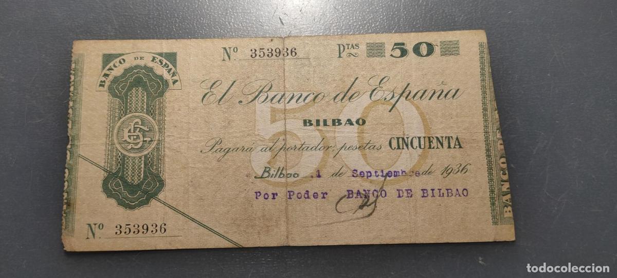 Billetes espa&ntilde;oles: ESPA&Ntilde;A BILBAO BANCO DE BILBAO 50 PESETAS 01/09/1936 PS553a