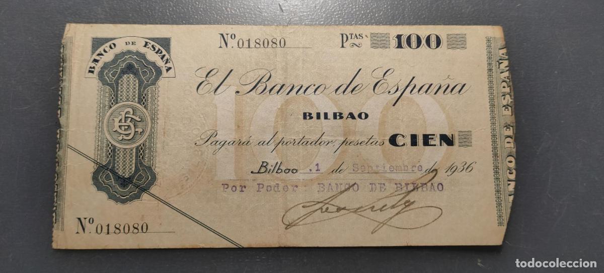 Billetes espa&ntilde;oles: ESPA&Ntilde;A BILBAO BANCO DE BILBAO 100 PESETAS 01/09/1936 P-554a