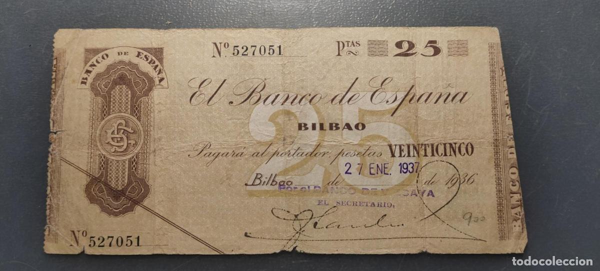 Billetes espa&ntilde;oles: ESPA&Ntilde;A BILBAO BANCO DE VIZCAYA 25 PESETAS 27/01/1937 PS552g
