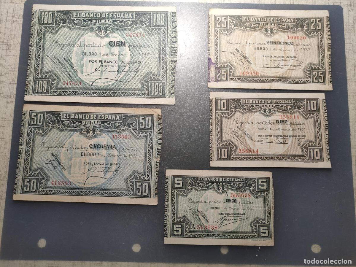 Billetes espa&ntilde;oles: ESPA&Ntilde;A BILBAO LOTE DE 5 BILLETES