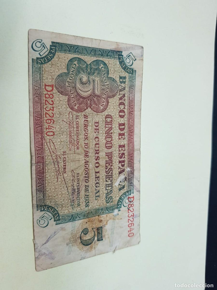 Billetes espa&ntilde;oles: ESPA&Ntilde;A- 5 PESETAS-BURGOS,10 DE AGOSTO DE 1938