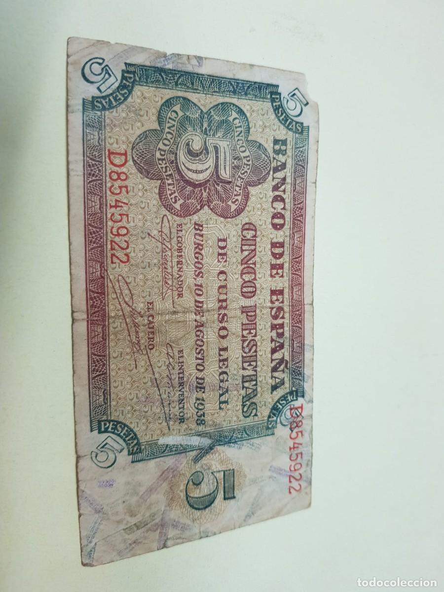 Billetes espa&ntilde;oles: ESPA&Ntilde;A- 5 PESETAS-BURGOS,10 DE AGOSTO DE 1938