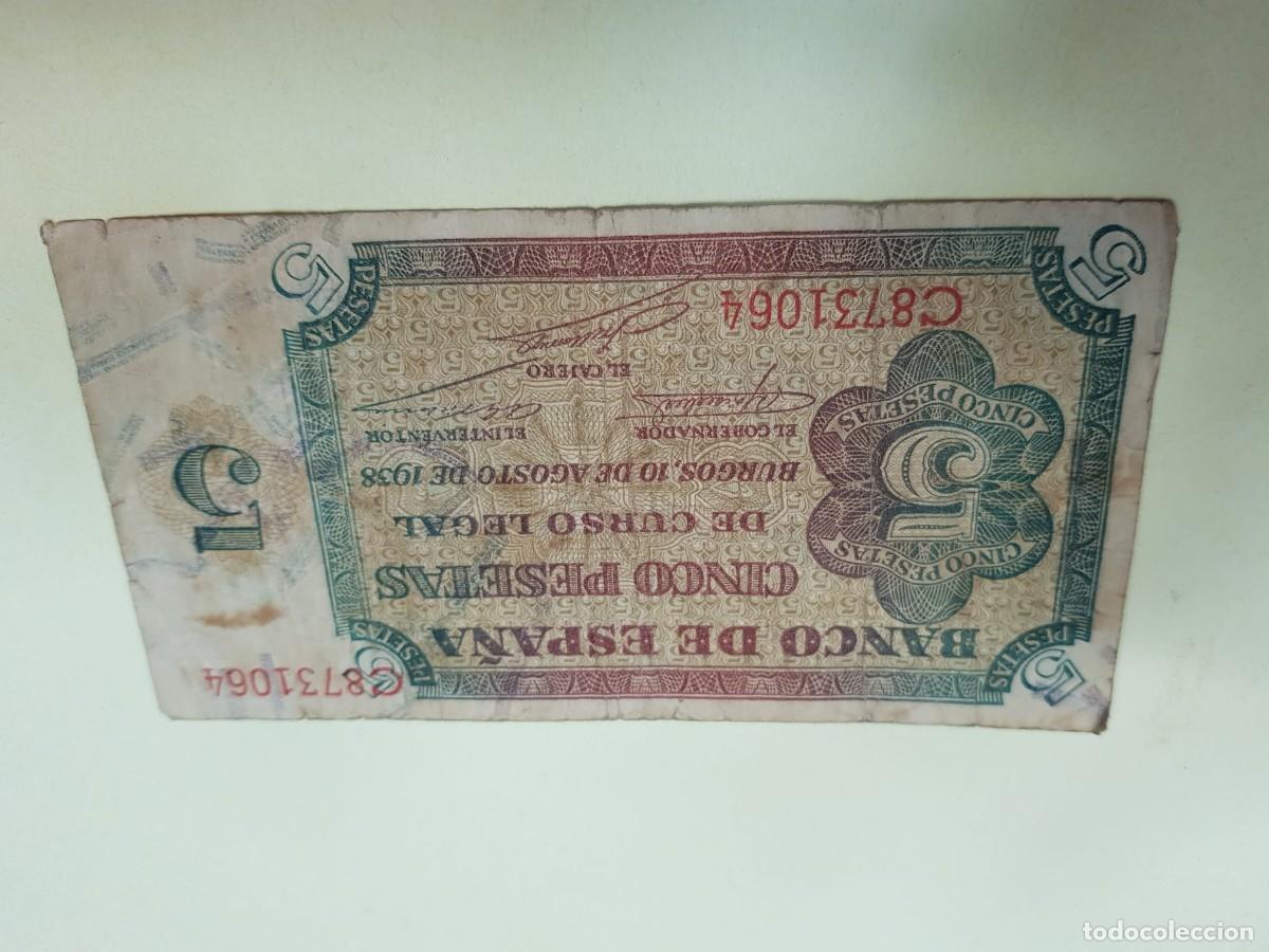 Billetes espa&ntilde;oles: ESPA&Ntilde;A- 5 PESETAS-BURGOS,10 DE AGOSTO DE 1938