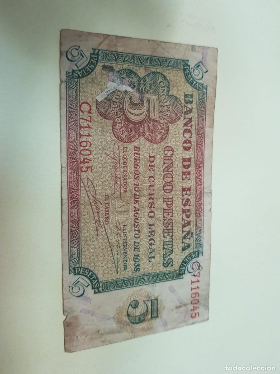 Billetes espa&ntilde;oles: ESPA&Ntilde;A- 5 PESETAS-BURGOS,10 DE AGOSTO DE 1938