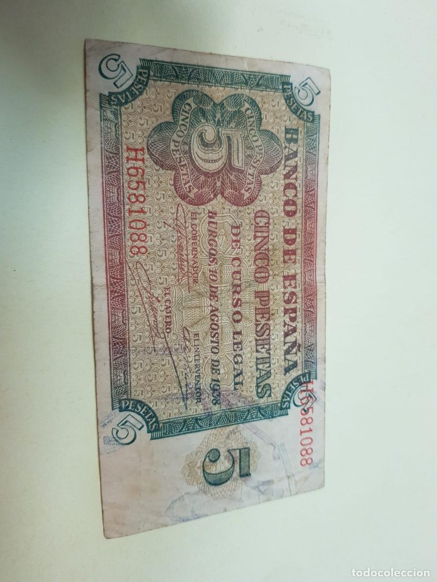 Billetes espa&ntilde;oles: ESPA&Ntilde;A- 5 PESETAS-BURGOS,10 DE AGOSTO DE 1938