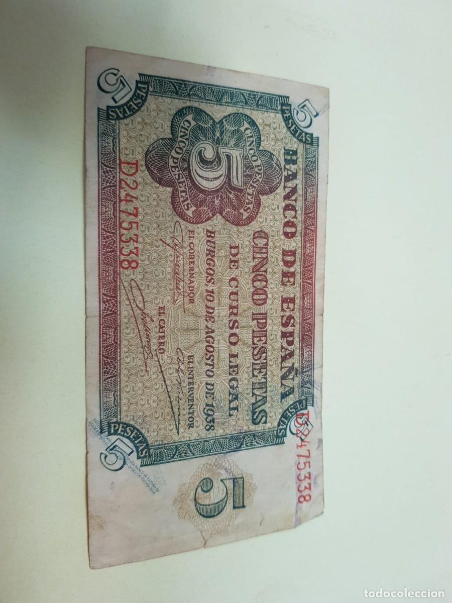 Billetes espa&ntilde;oles: ESPA&Ntilde;A- 5 PESETAS-BURGOS,10 DE AGOSTO DE 1938