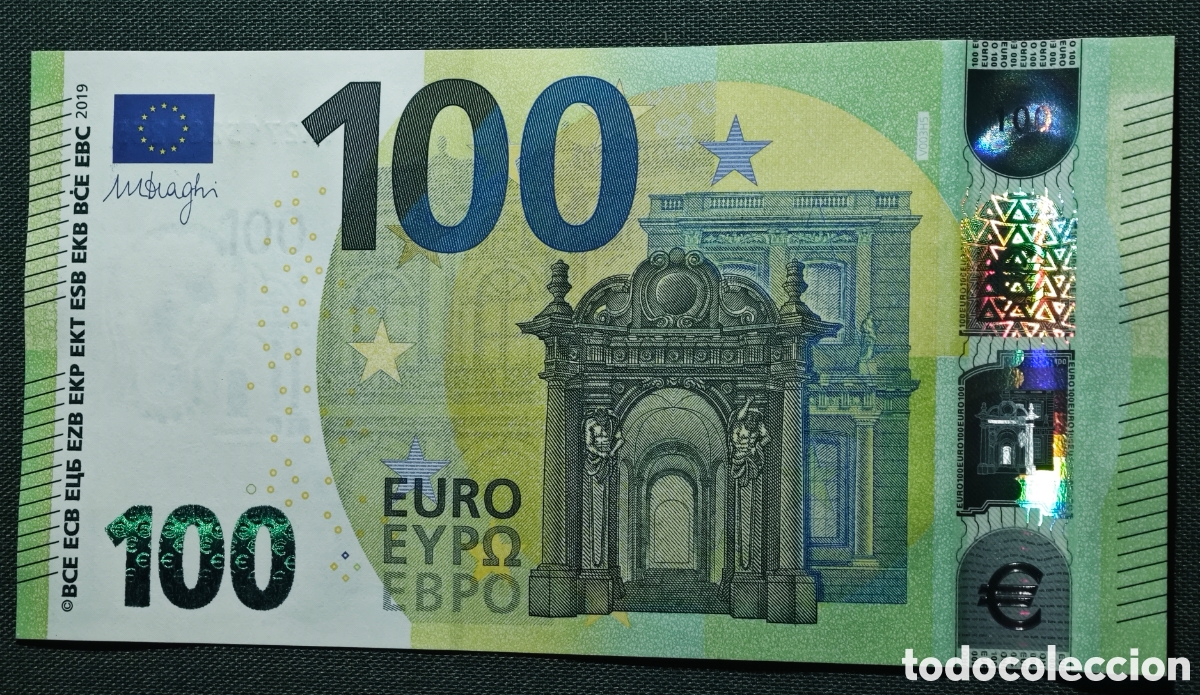 Billetes espa&ntilde;oles: 100 EURO V003H5 VA 2019 DRAGHI ESPA&Ntilde;A SIN CIRCULAR, PLANCHA RIGUROSA, PERFECTO.