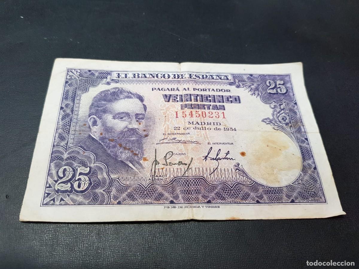 Billetes espa&ntilde;oles: ESPA&Ntilde;A-25 PESETAS-22 DE JULIO DE 1954
