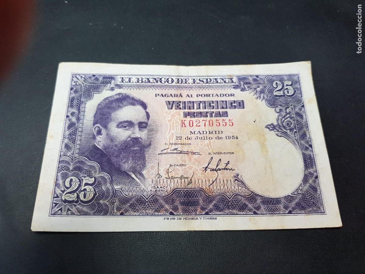 Billetes espa&ntilde;oles: ESPA&Ntilde;A-25 PESETAS-22 DE JULIO DE 1954