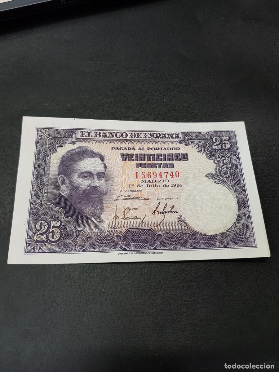 Billetes espa&ntilde;oles: ESPA&Ntilde;A-25 PESETAS-22 DE JULIO DE 1954