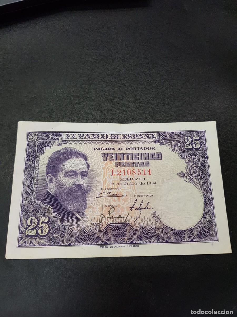 Billetes espa&ntilde;oles: ESPA&Ntilde;A-25 PESETAS-22 DE JULIO DE 1954