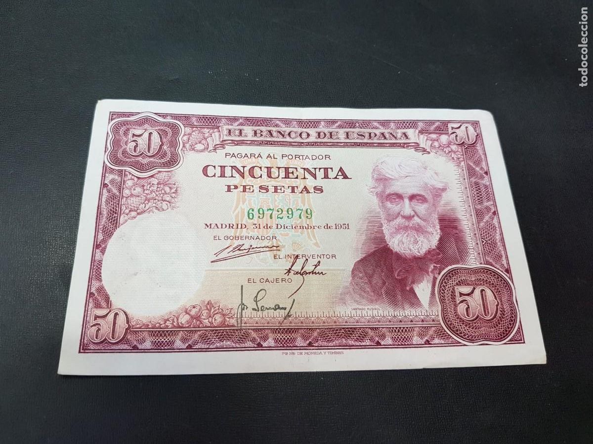 Billetes espa&ntilde;oles: ESPA&Ntilde;A- 50 PESETAS-31 DE DICIEMBRE DE 1951-SIN SERIE-SC-