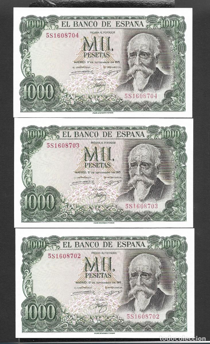 Billetes espa&ntilde;oles: TRIO CORRELATIVO 1000 PESETAS 1971 SERIE 5S S/C-